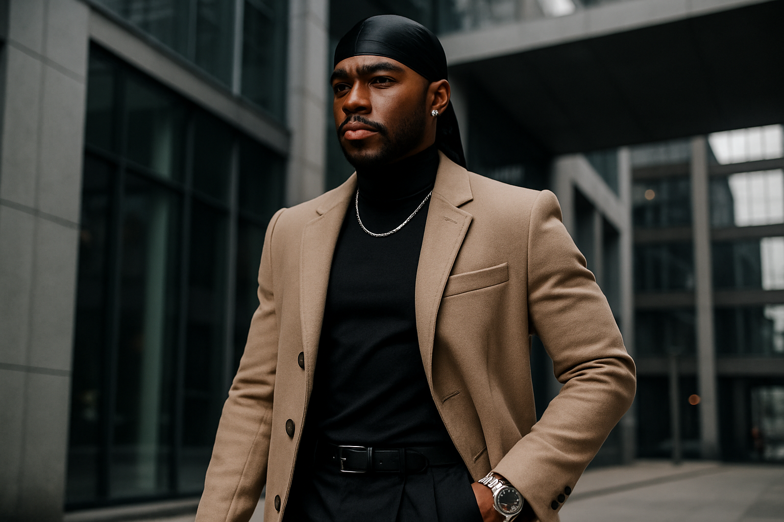 fashionable man with durag
