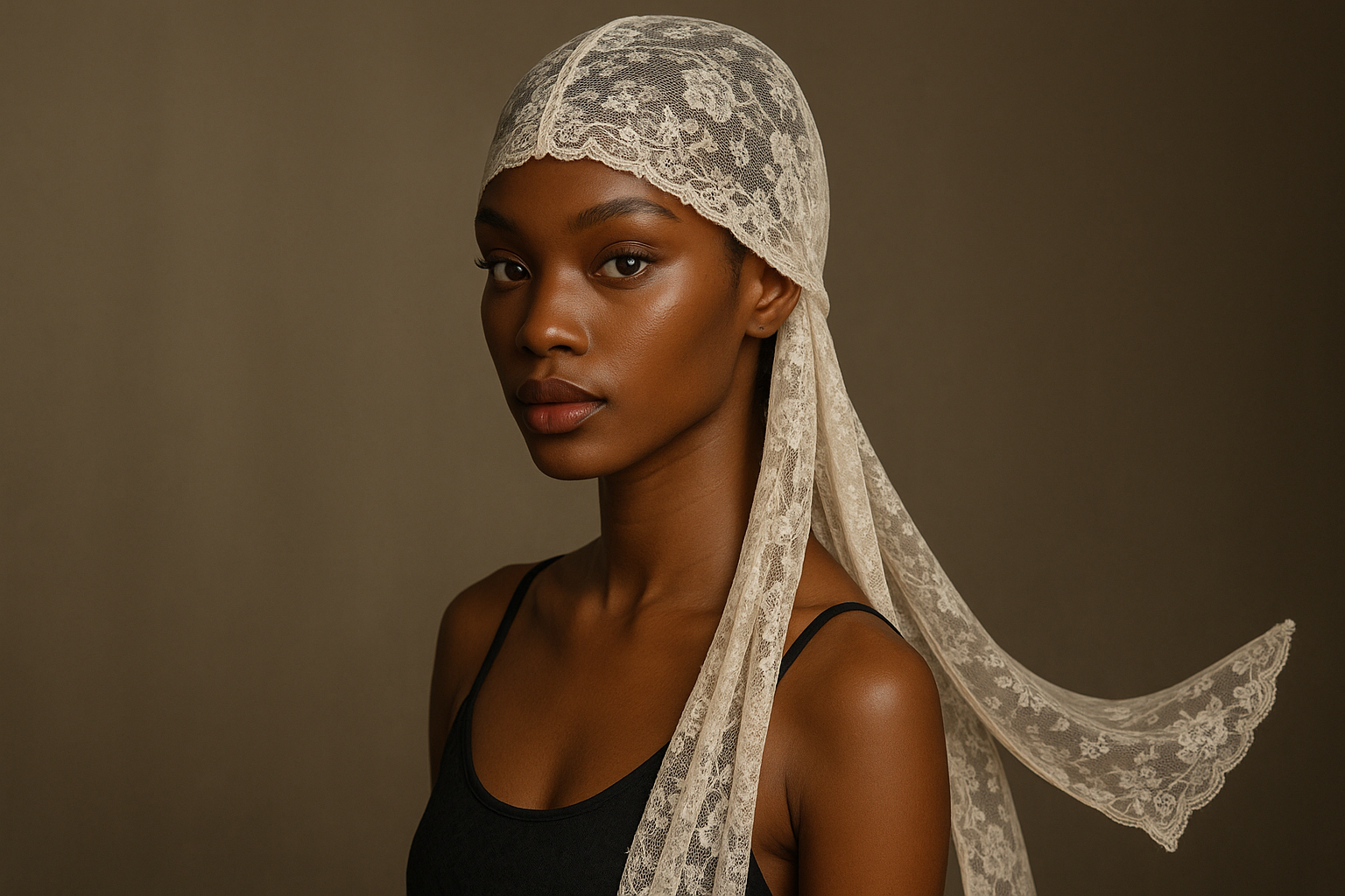 long lace durag on models head