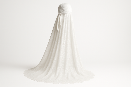 LONG WHITE LACE DURAG CAPE